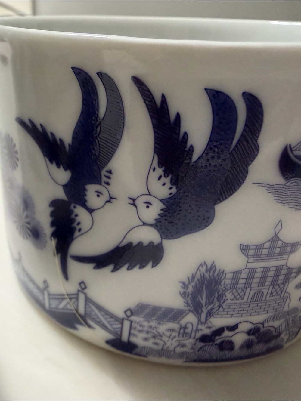 Bristol House White Ceramic Mug with Bird Motif/ set of 2.